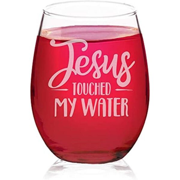 Veracco Jesús Touched My Water Copa de vino divertida_1