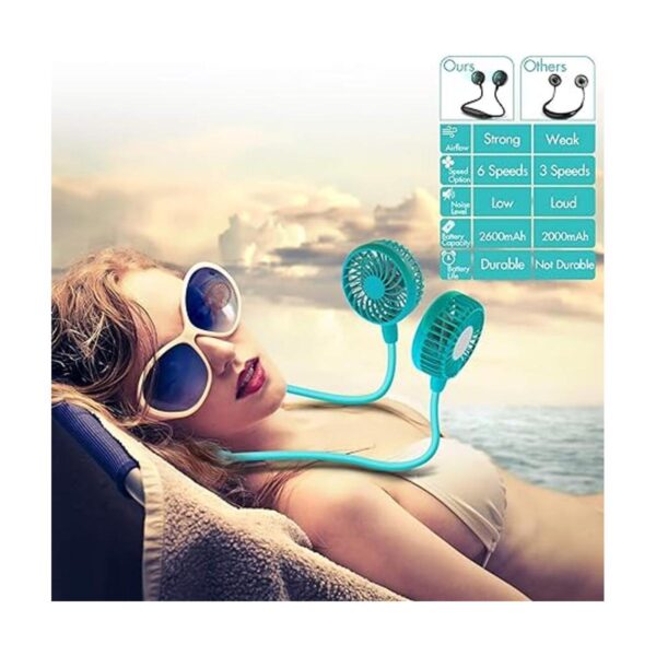 Ventilador de cuello portátil 2600 mAh funciona con