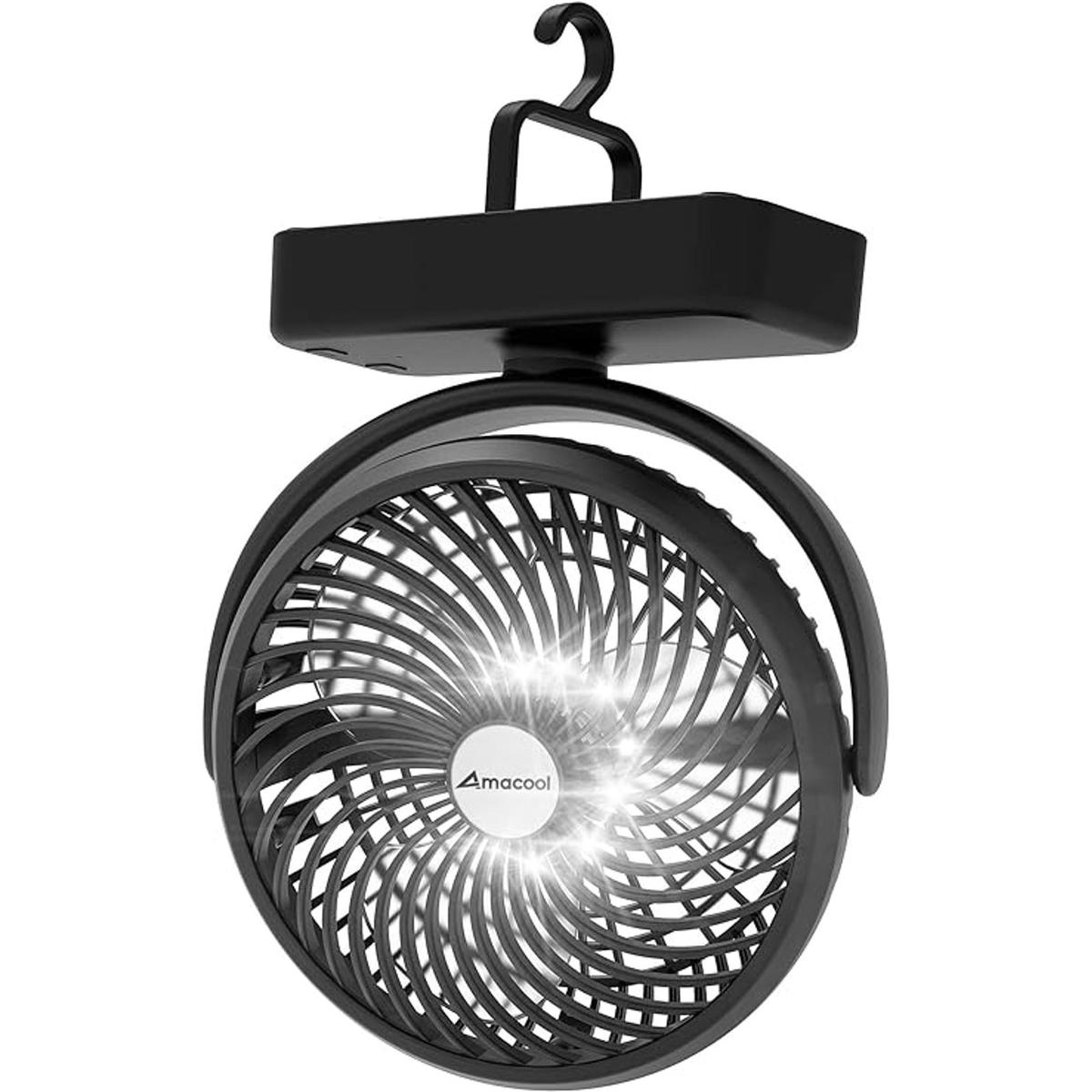Ventilador de campamento con pilas de 10000 mAh con luz