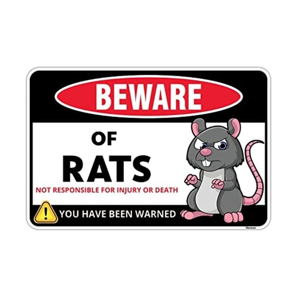 Venicor Signo de Beware of Rat 8 x 12 pulgadas