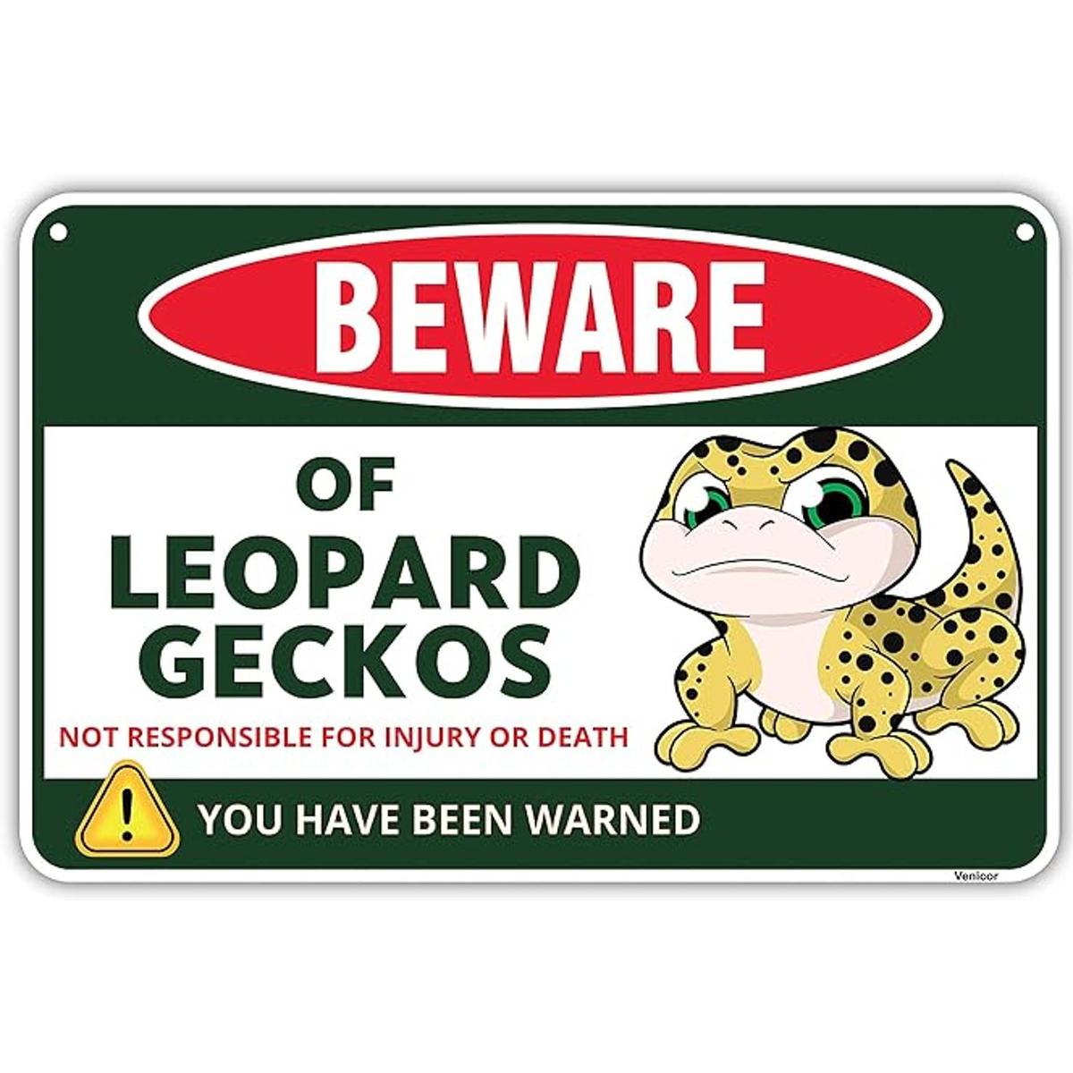 Venicor Decoración de letrero de gecko de leopardo 8 x 12