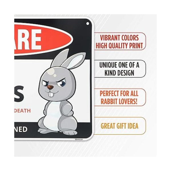 Venicor Beware of Rabbit Decoración de letrero de 8 x 12