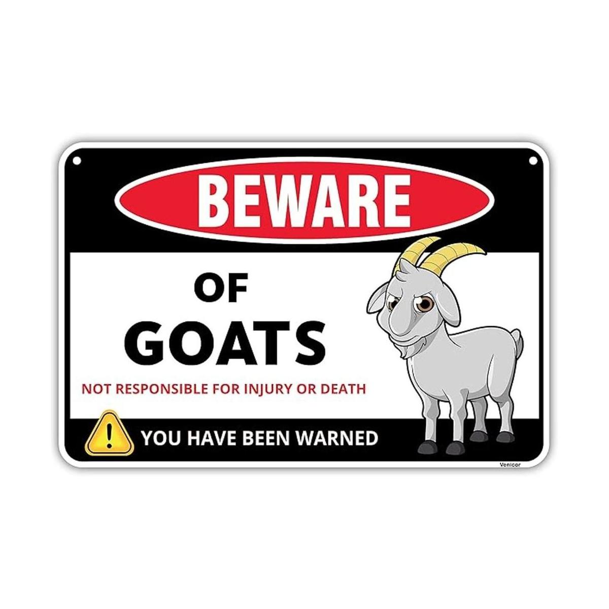 Venicor Beware of Goat Decor Decoración de letrero de