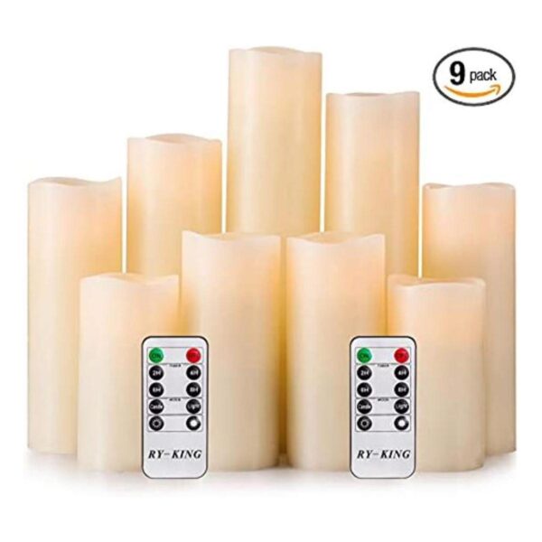 Velas grandes de LED sin llama con temporizador remoto de_1