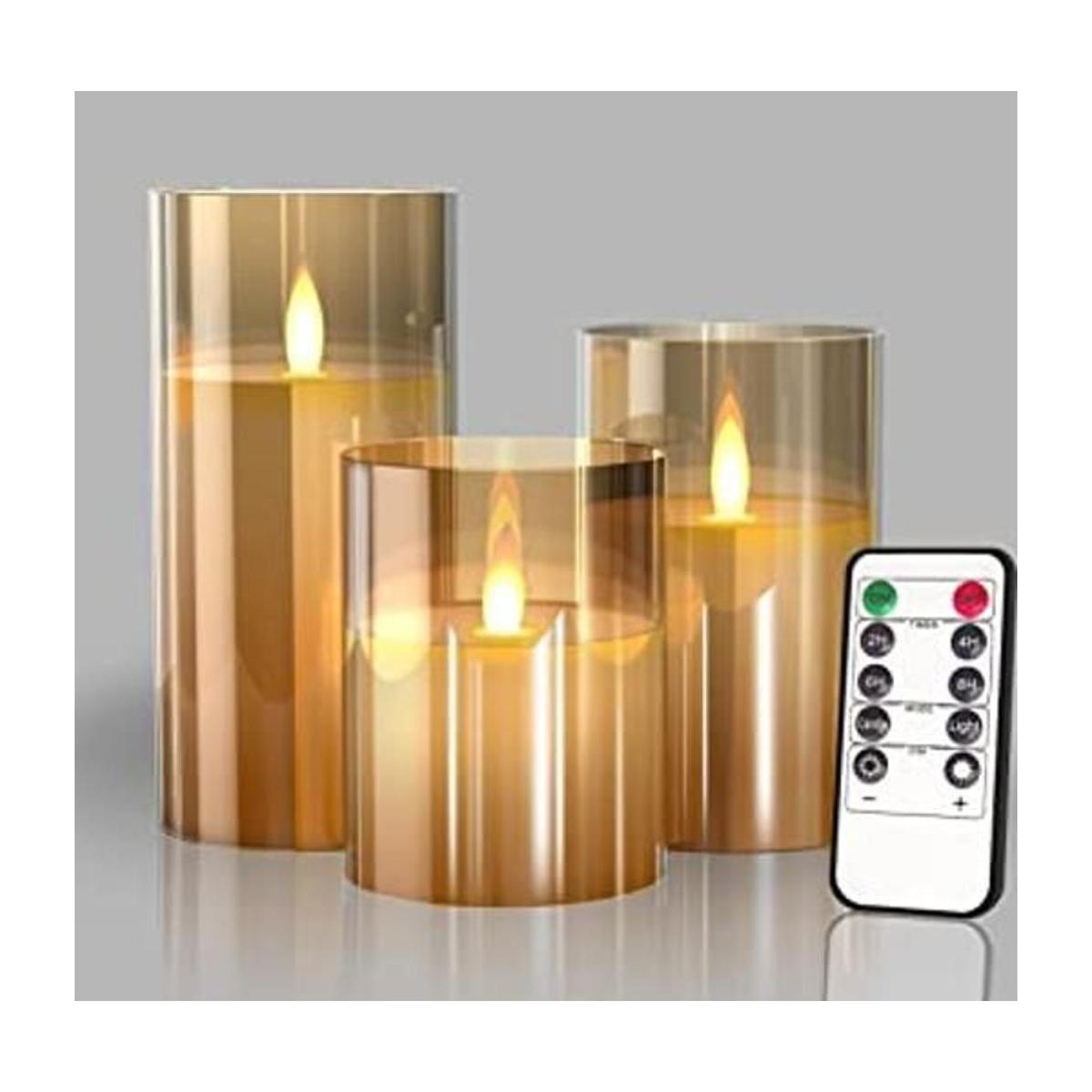 Velas LED sin llama de cristal con control remoto y