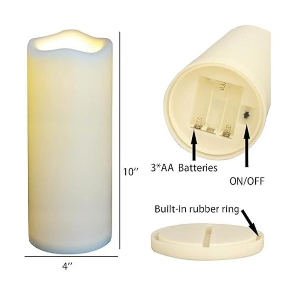 Velas LED sin llama de 4 x 10 pulgadas para exteriores_2