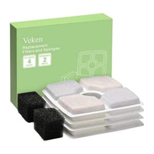 Veken Paquete de 4 filtros de repuesto y 2 esponjas de