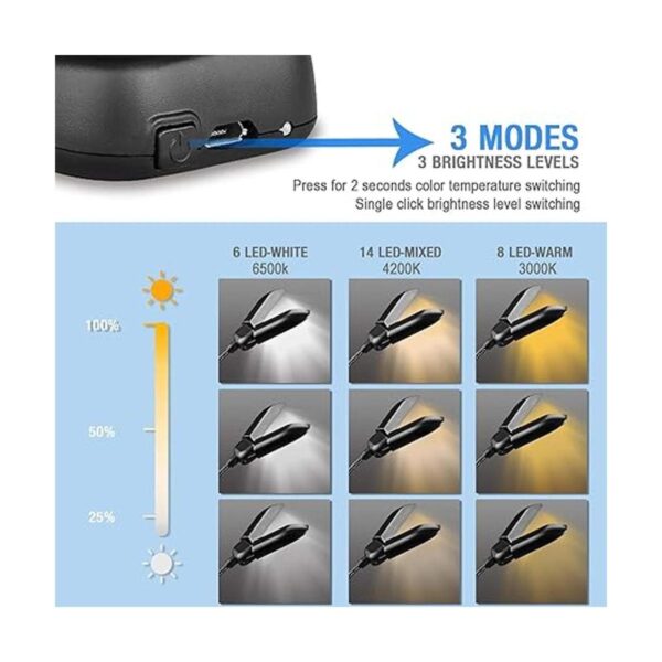 Vekkia 14 luces LED recargables para leer por la noche en_4