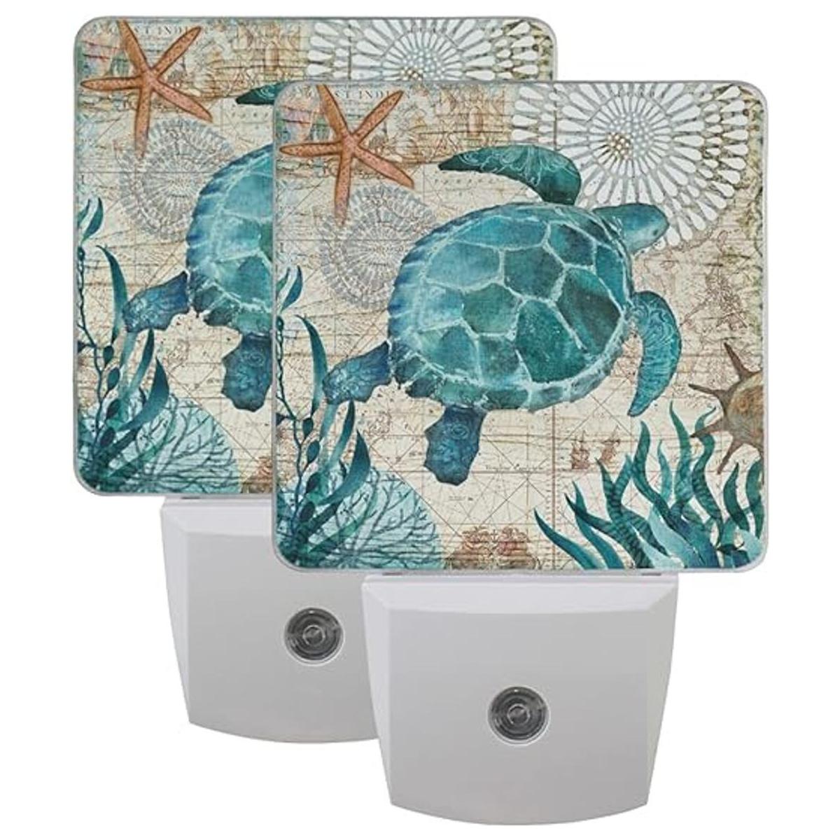 Vdsrup Vintage Ocean Turtle Night Light Set of 2 Sea