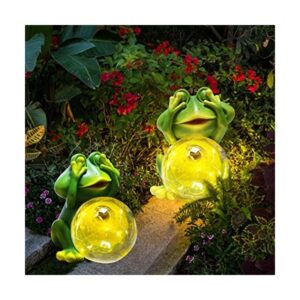 Vcdsoy Figuras de decoración de rana de jardín luces_1