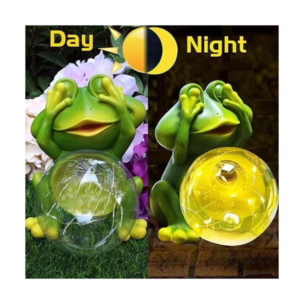 Vcdsoy Figuras de decoración de rana de jardín luces_3