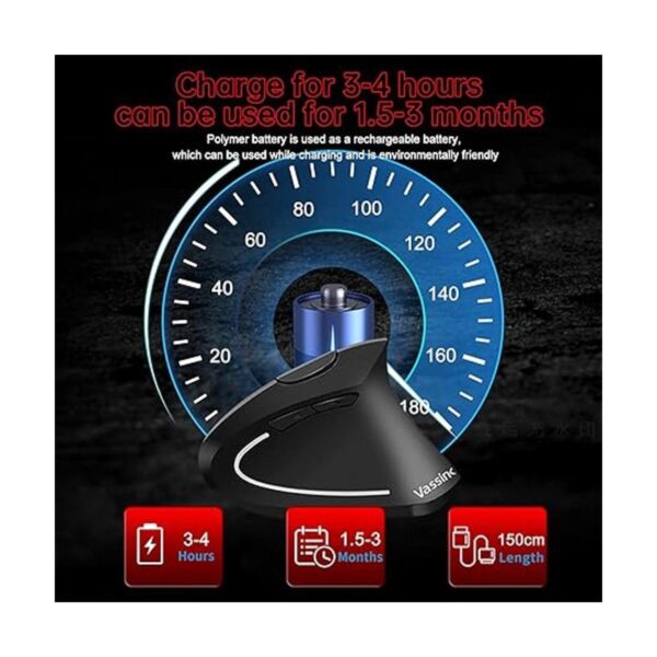 Vassink Mouse ergonómico mouse inalámbrico recargable_5