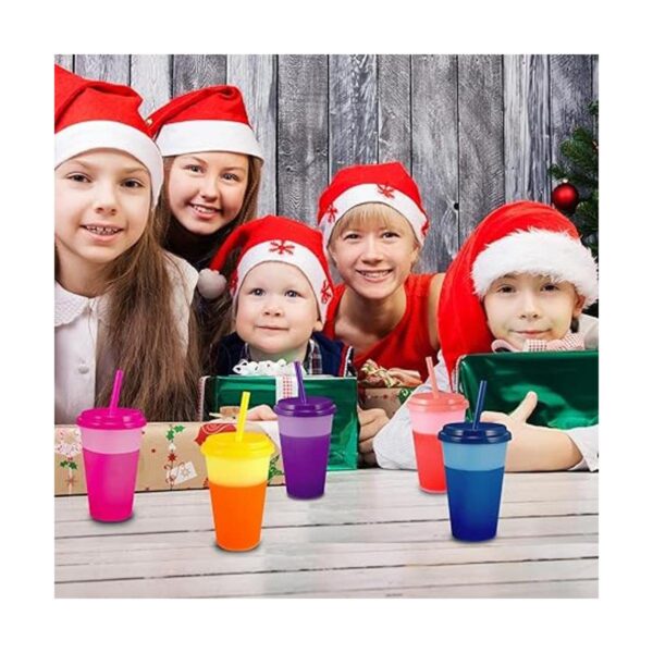Vasos que cambian de color con tapas y pajitas para niños_3