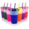 Vasos que cambian de color con tapas y pajitas para niños_1