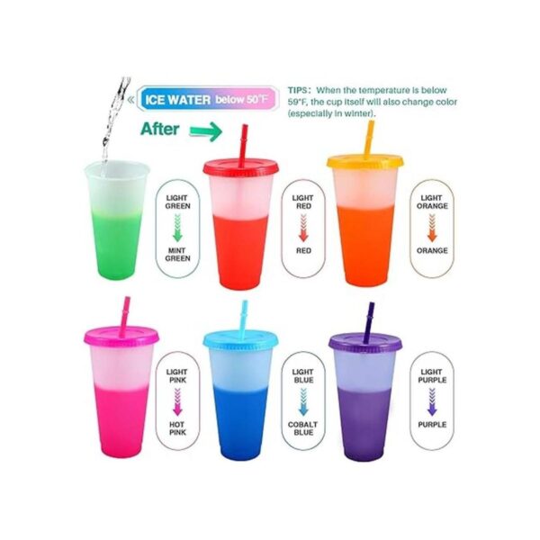 Vasos que cambian de color con tapas y pajitas paquete de_2