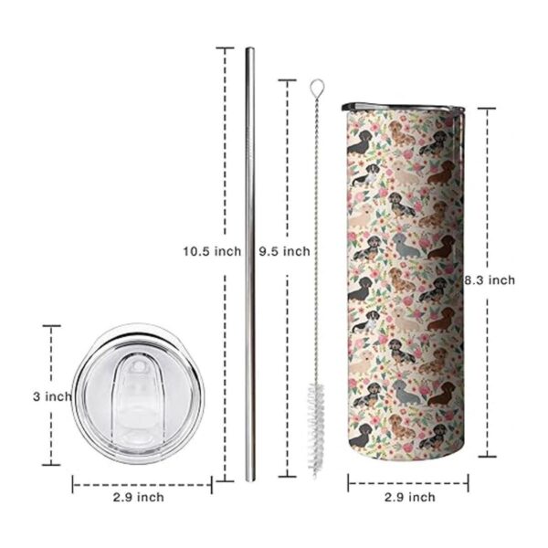 Vasos de perro salchicha para perros y flores 20 onzas