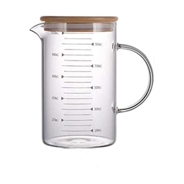 Vasos medidores de vidrio de 1 litro con tapa jarra