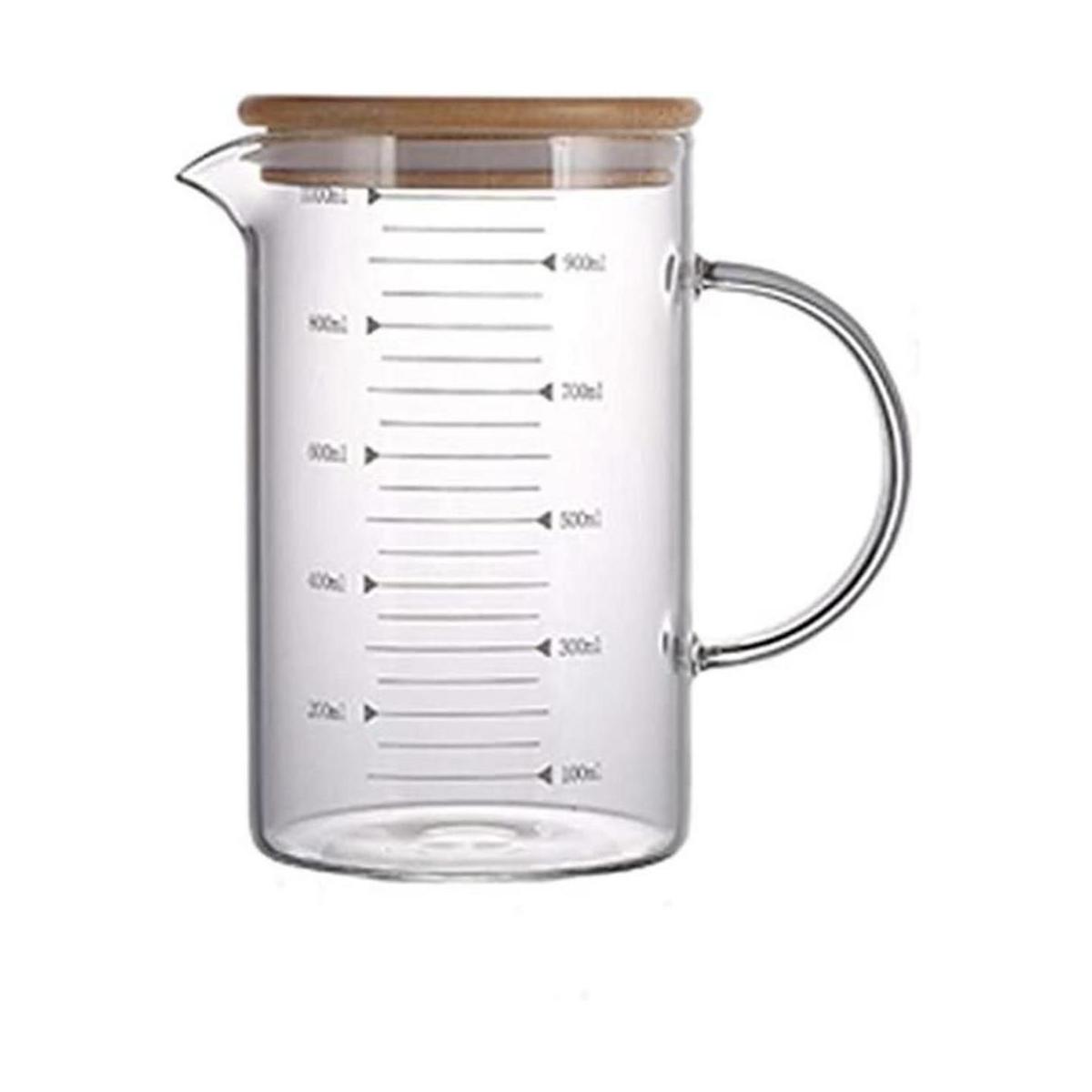 Vasos medidores de vidrio de 1 litro con tapa jarra