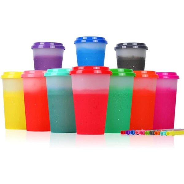 Vasos que cambian de color con pajitas y tapas vasos de