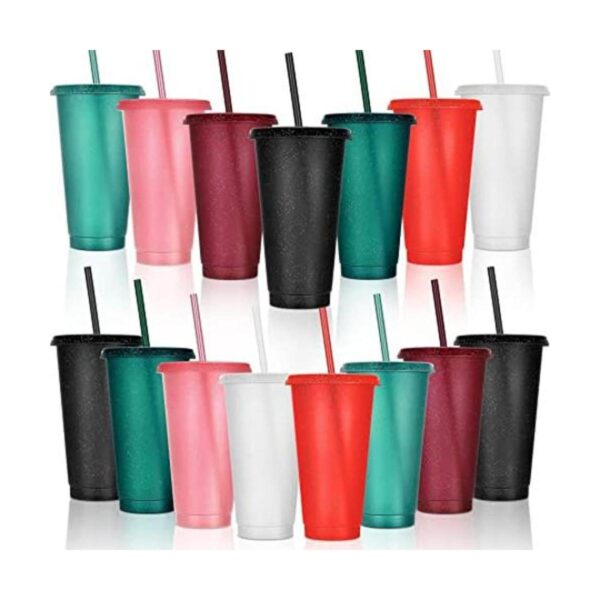 Vaso con popote y tapa botella de agua a granel taza de_1