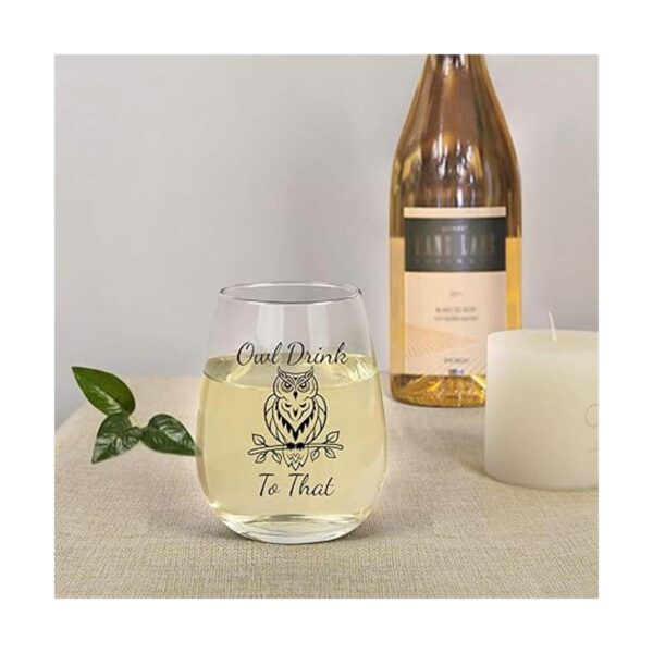 Vaso de vino con diseño de búho 15 onzas 15 oz regalo