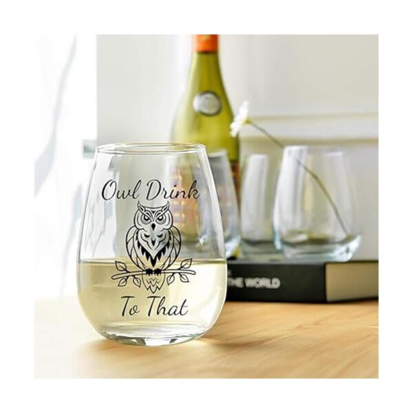 Vaso de vino con diseño de búho 15 onzas 15 oz regalo