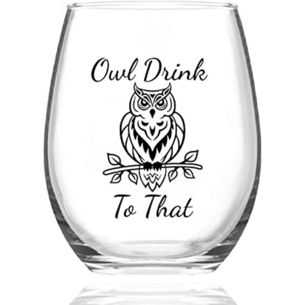 Vaso de vino con diseño de búho 15 onzas 15 oz regalo