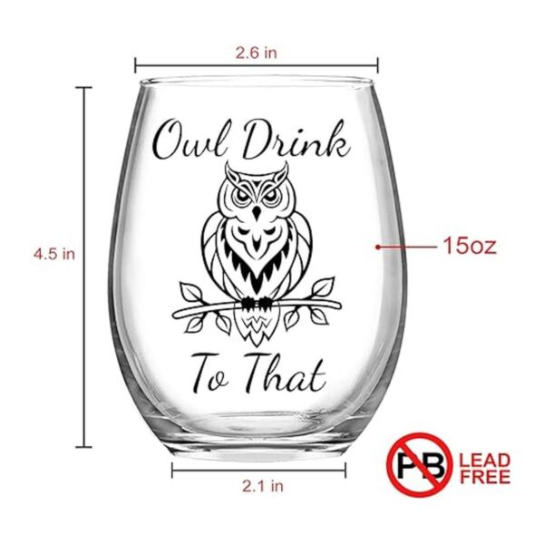 Vaso de vino con diseño de búho 15 onzas 15 oz regalo