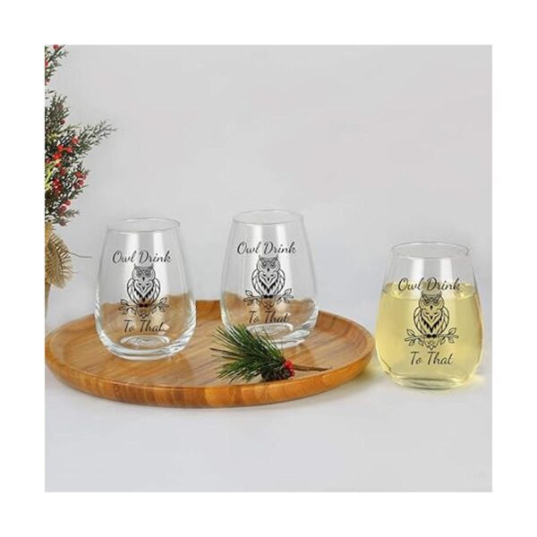 Vaso de vino con diseño de búho 15 onzas 15 oz regalo