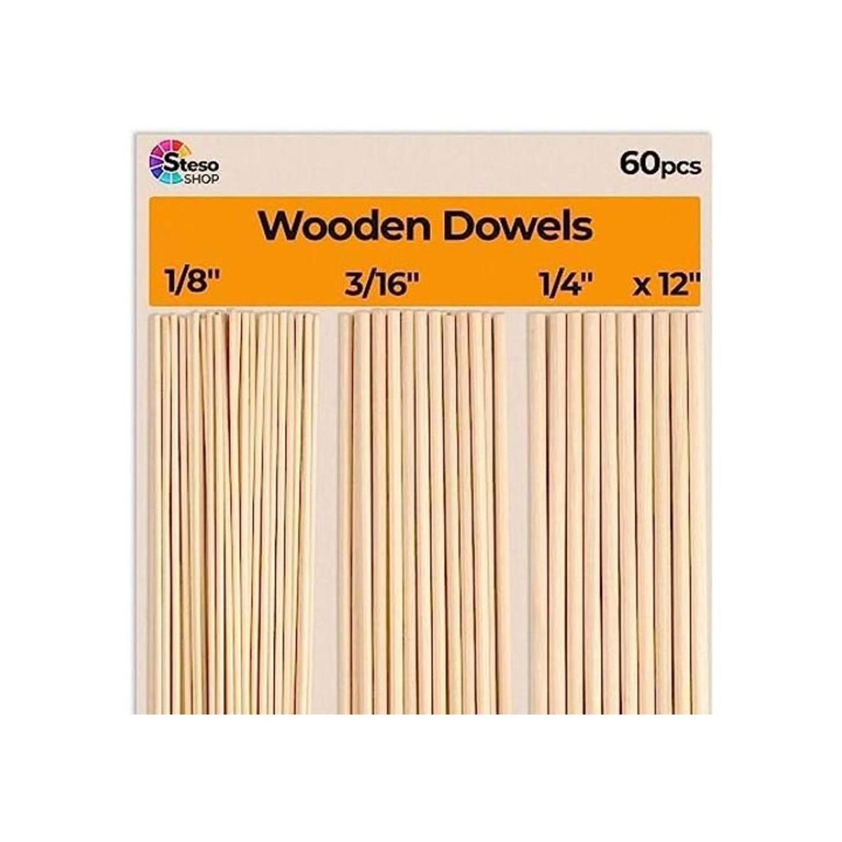Varillas de madera para manualidades 60 clavijas redondas