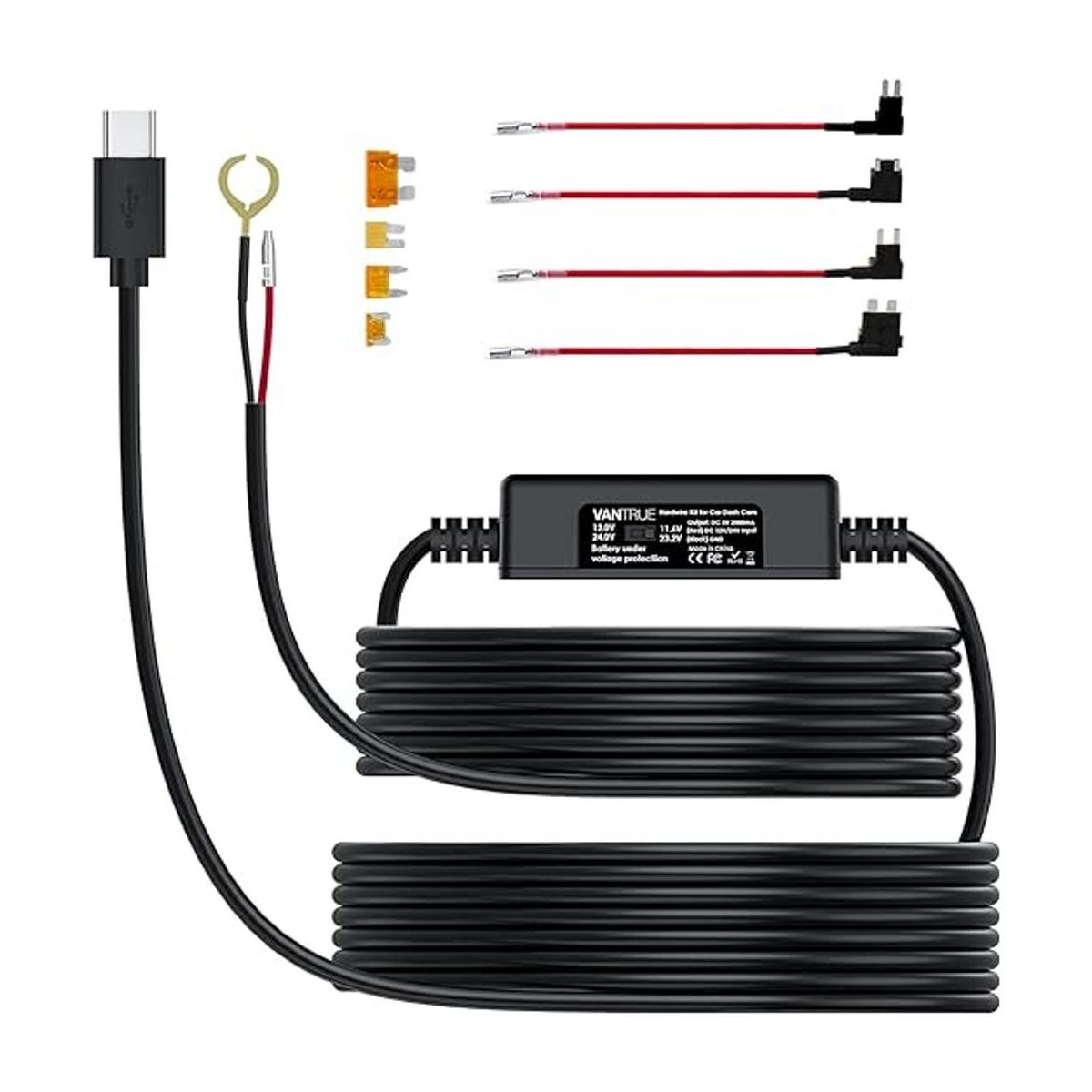 Vantrue Kit de cable duro de cámara tipo C de 11.5 pies