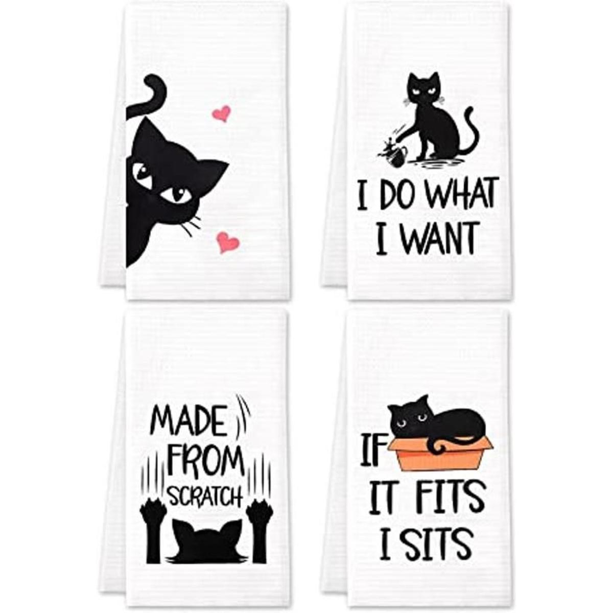 Vansolinne Divertidas toallas de cocina para gatos