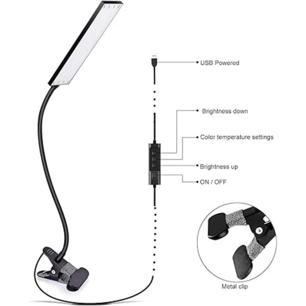 Vansuny Lámpara de escritorio LED con clip con luz LED_5