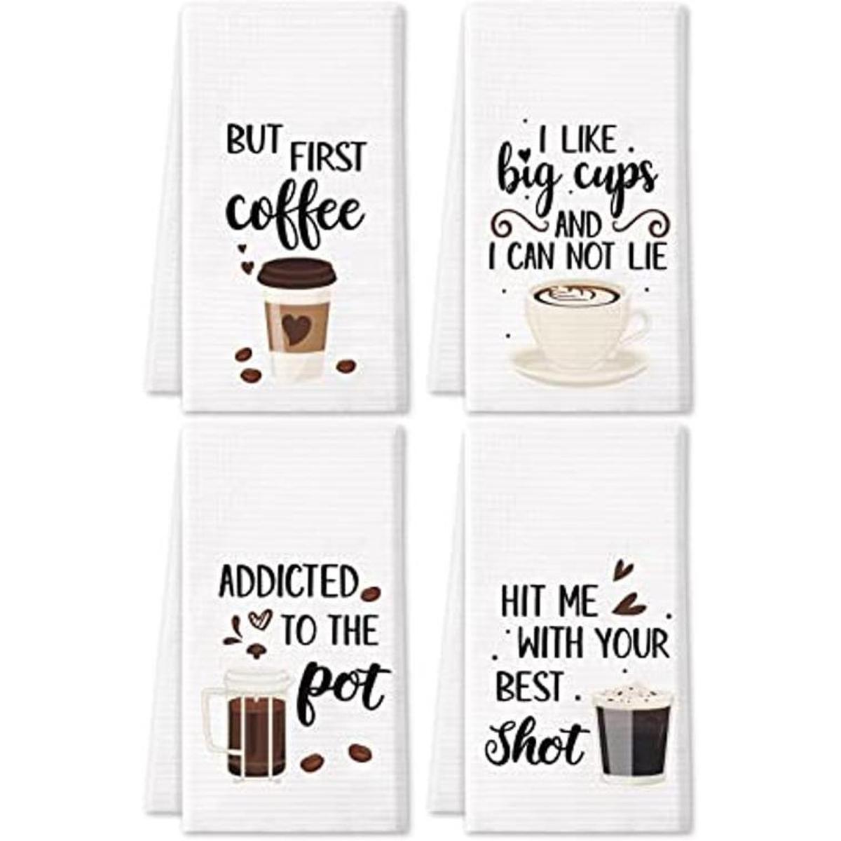 Vansolinne Juego de 4 toallas de cocina para café