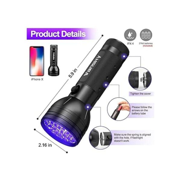 Vansky Linterna UV de luz negra 51 LED de luz negra_6