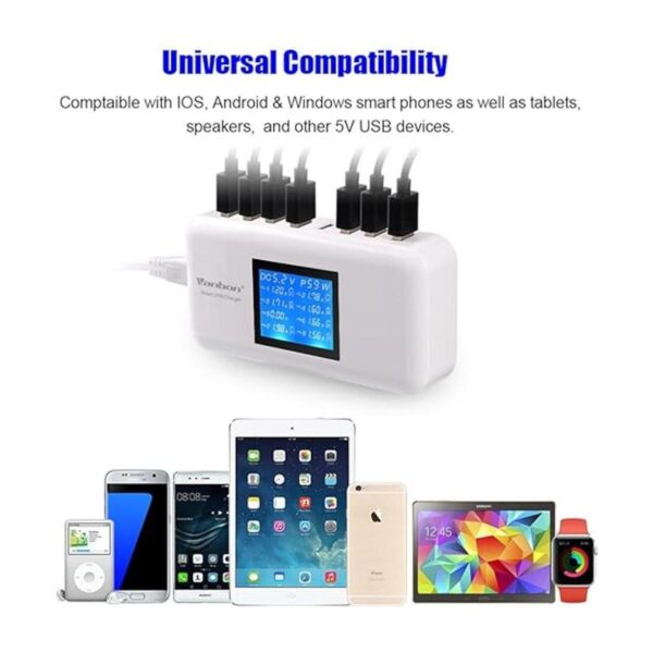 Vanbon Cargador de pared USB de 60 W y 8 puertos estación_4