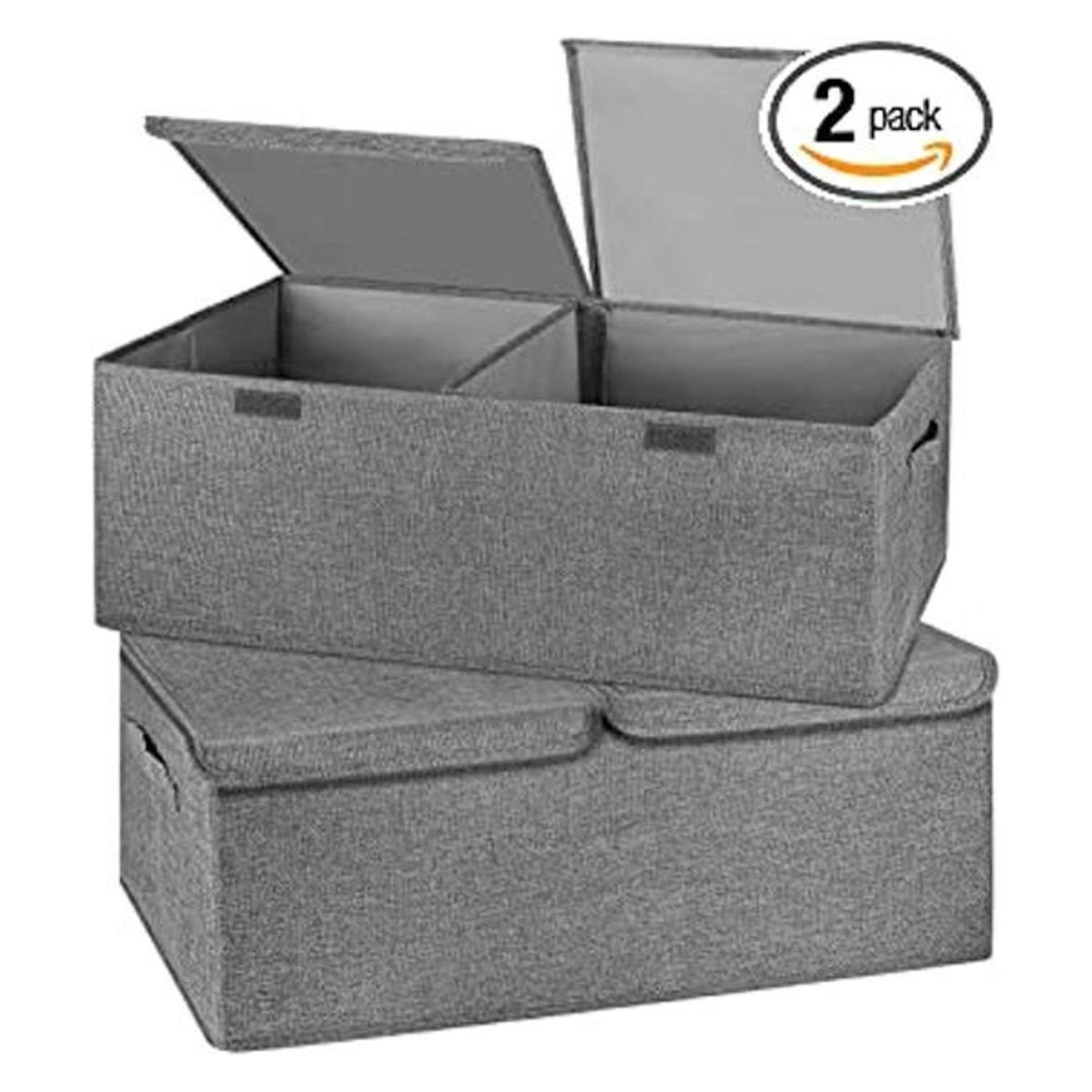 Valease Paquete de 2 cajas de almacenamiento con tapas y