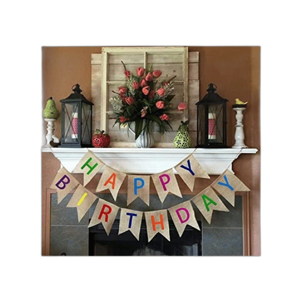 Vagski Bandera de arpillera de feliz cumpleaños banderas
