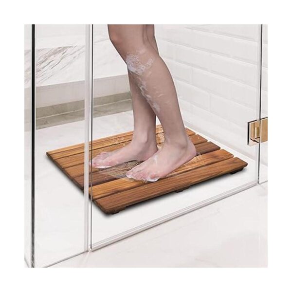 VaeFae Tapete de ducha de teca antideslizante tapete de_2