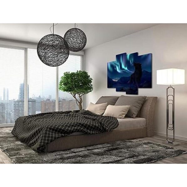 VVOVV Wall Decor Lienzo decorativo de lobo de 4 paneles_2