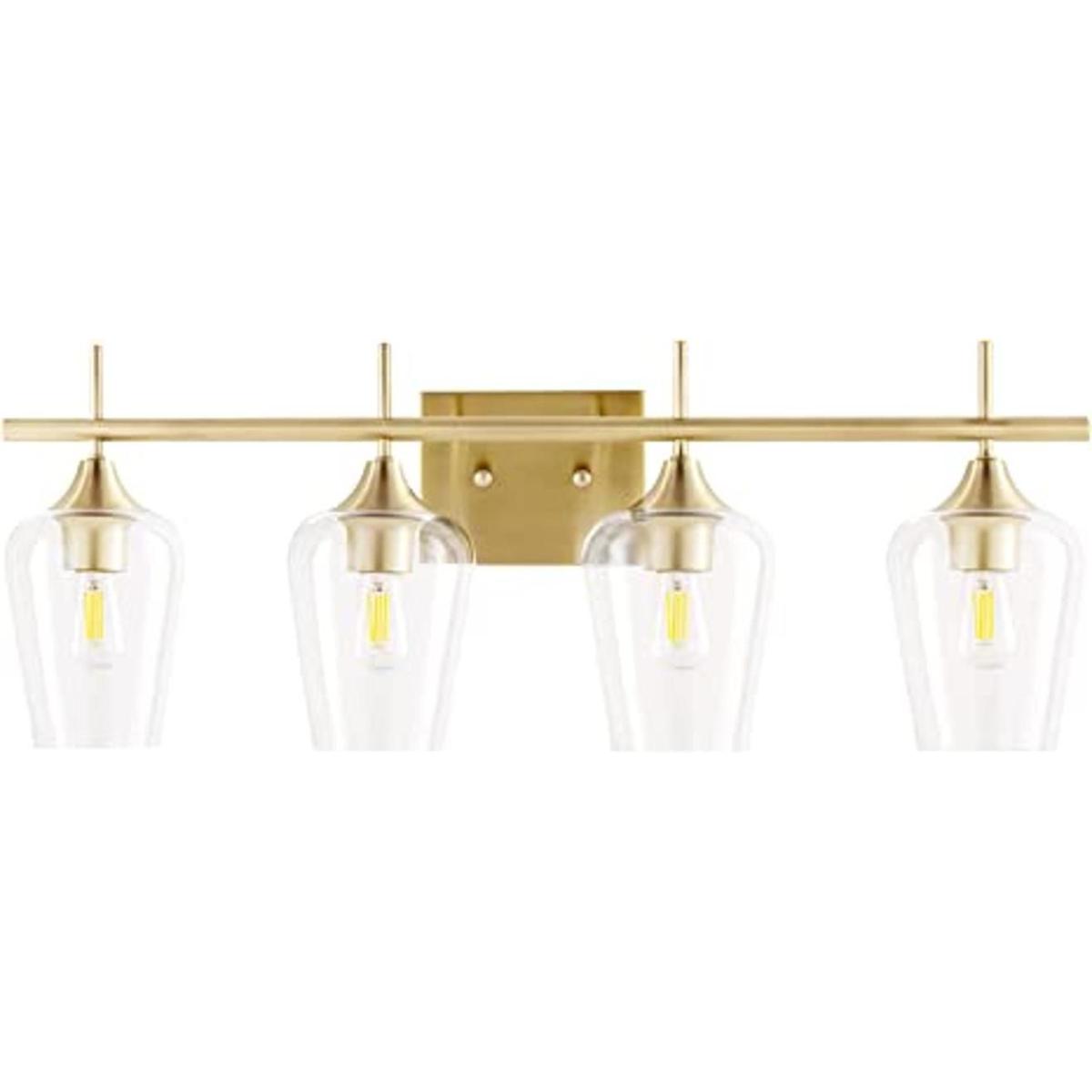 VONLUCE Lámpara de tocador dorada de 4 luces sobre espejo