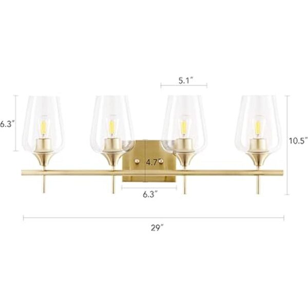 VONLUCE Lámpara de tocador dorada de 4 luces sobre espejo_5