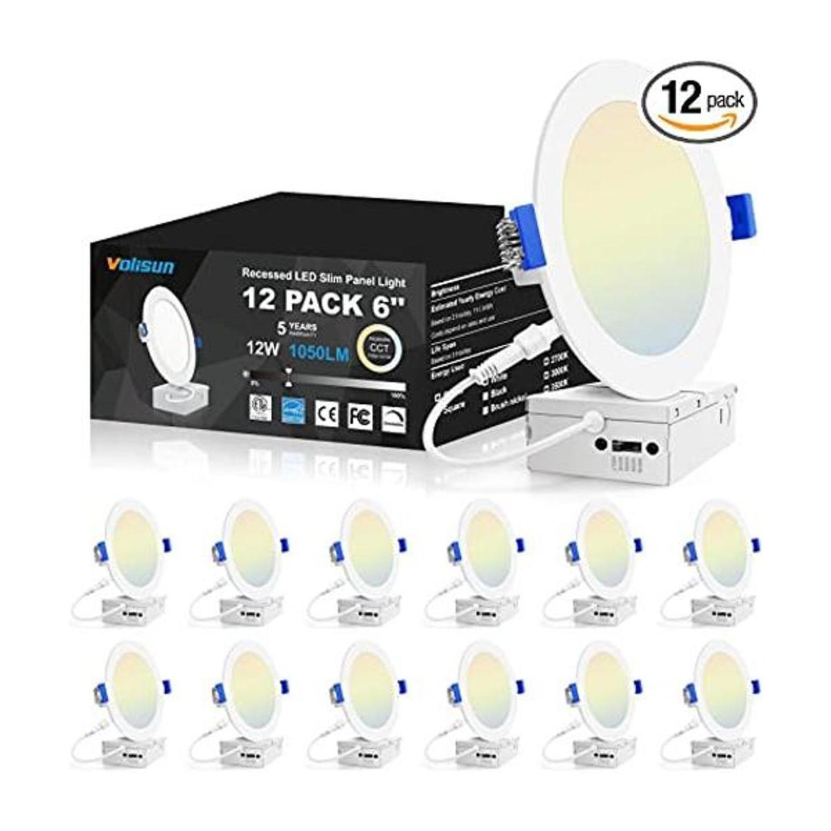 VOLISUN Paquete de 12 luces de techo empotrables LED