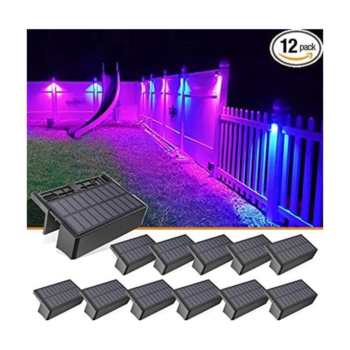 VOLISUN Solar Deck Lights Outdoor Fence Lights7 Colors