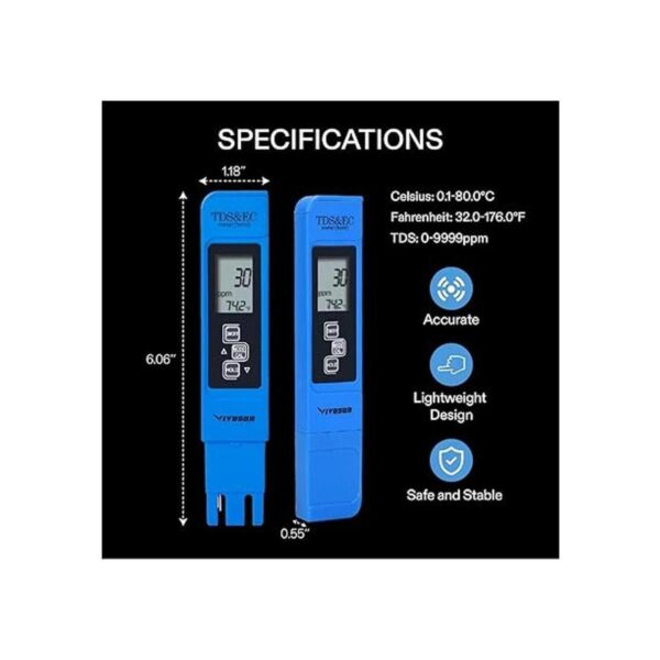 VIVOSUN Probador TDS 3 en 1 TDS EC y medidor de_3
