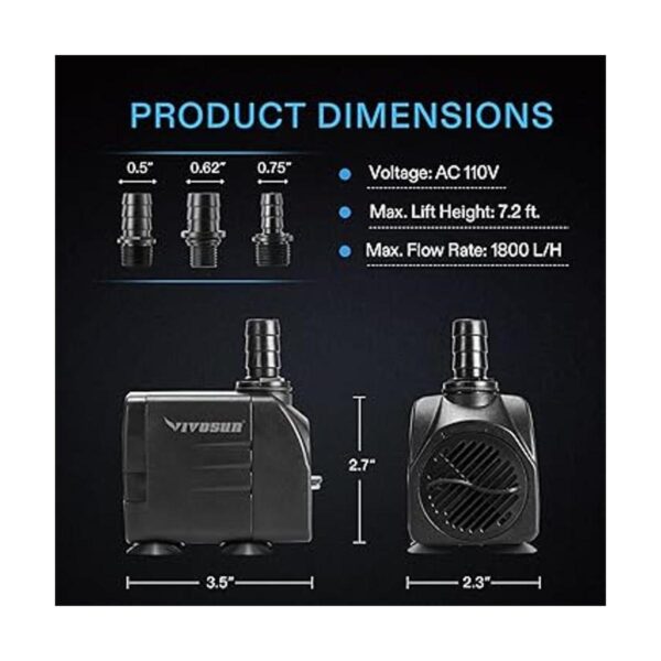 VIVOSUN Bomba sumergible de 480 GPH 1800 LH 25 W_2