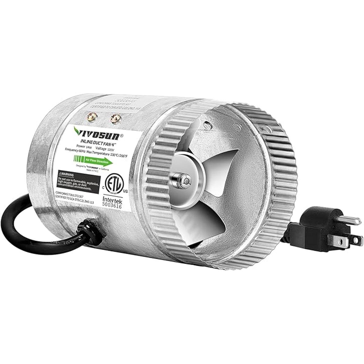 VIVOSUN 4 Inch Inline Duct Fan 100 CFM HVAC Exhaust