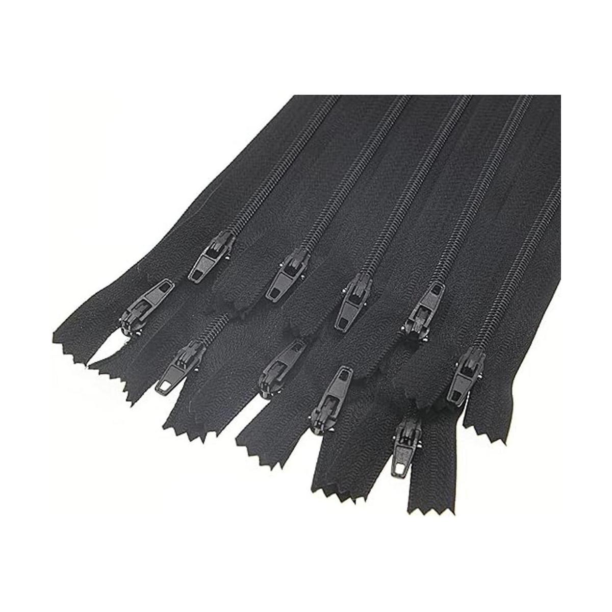 3 Cremalleras de costura de nailon negro con cierre de
