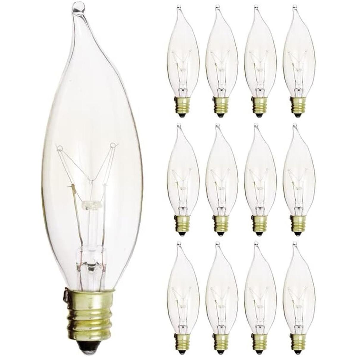 Paquete de 12 candelabro transparente E12 punta de
