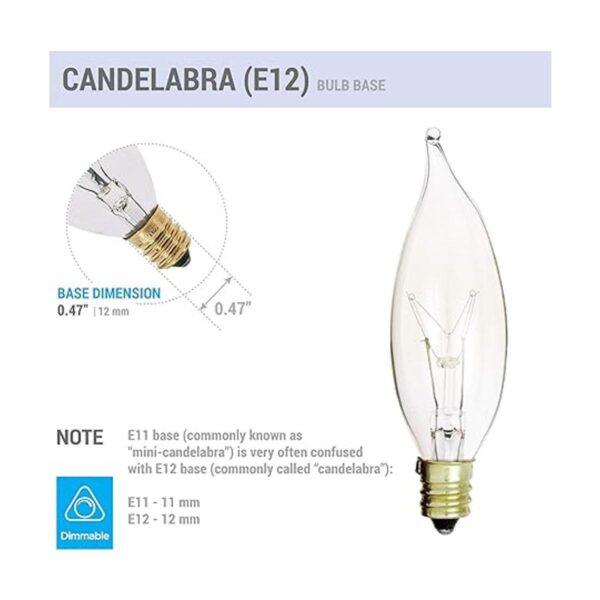 Paquete de 12 candelabro transparente E12 punta de